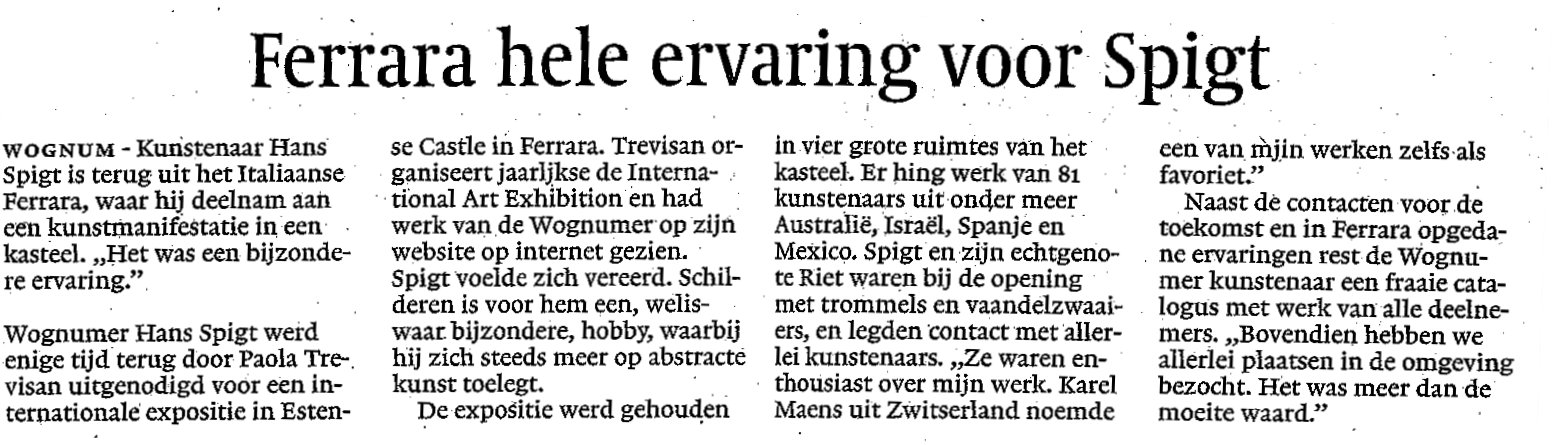 Krantenknipsel NHD 10 november 2009