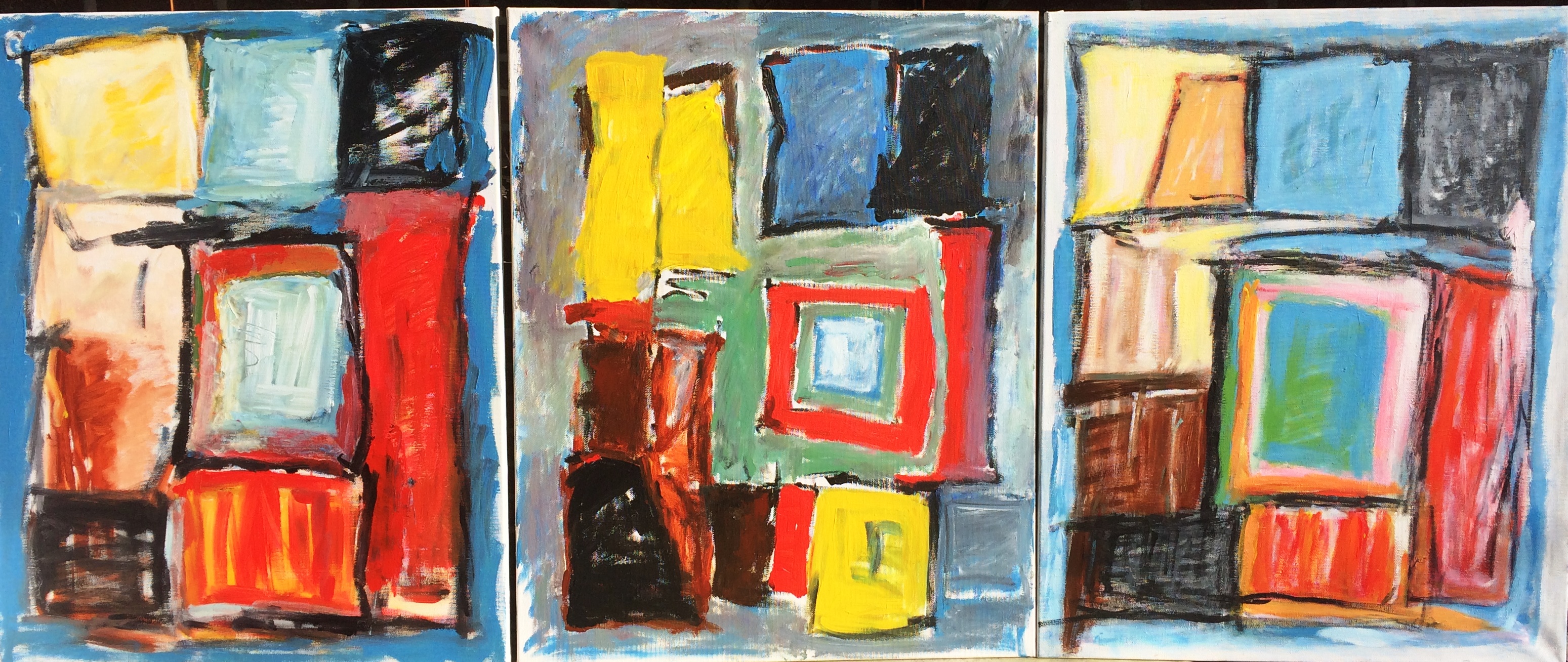 3 schilderijen met hetzelfde thema.