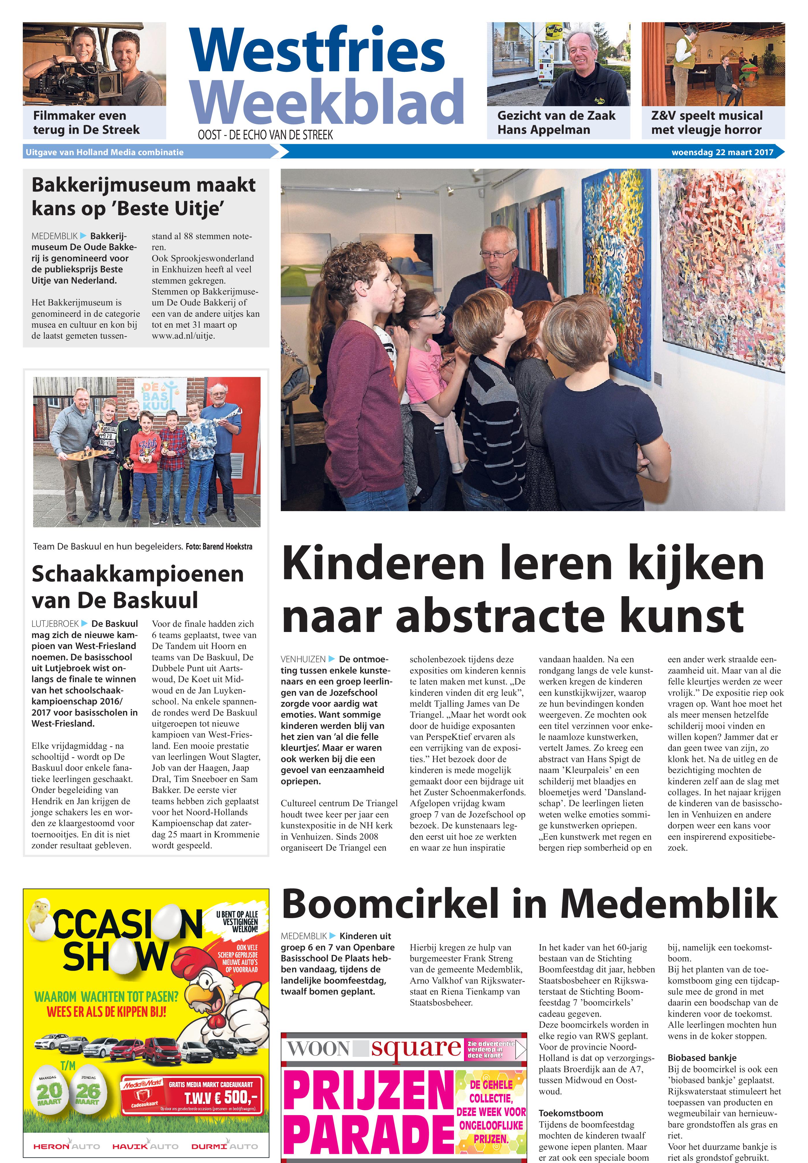 Schoolbezoek aan de expositie in de Triangel te Venhuizen